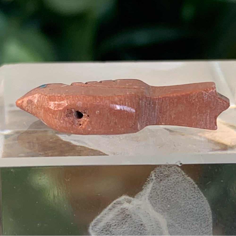 Zuni Style Bird Fetish Bead Drilled Pink Stone Native American Animal Carving 1" - Picture 7 of 13